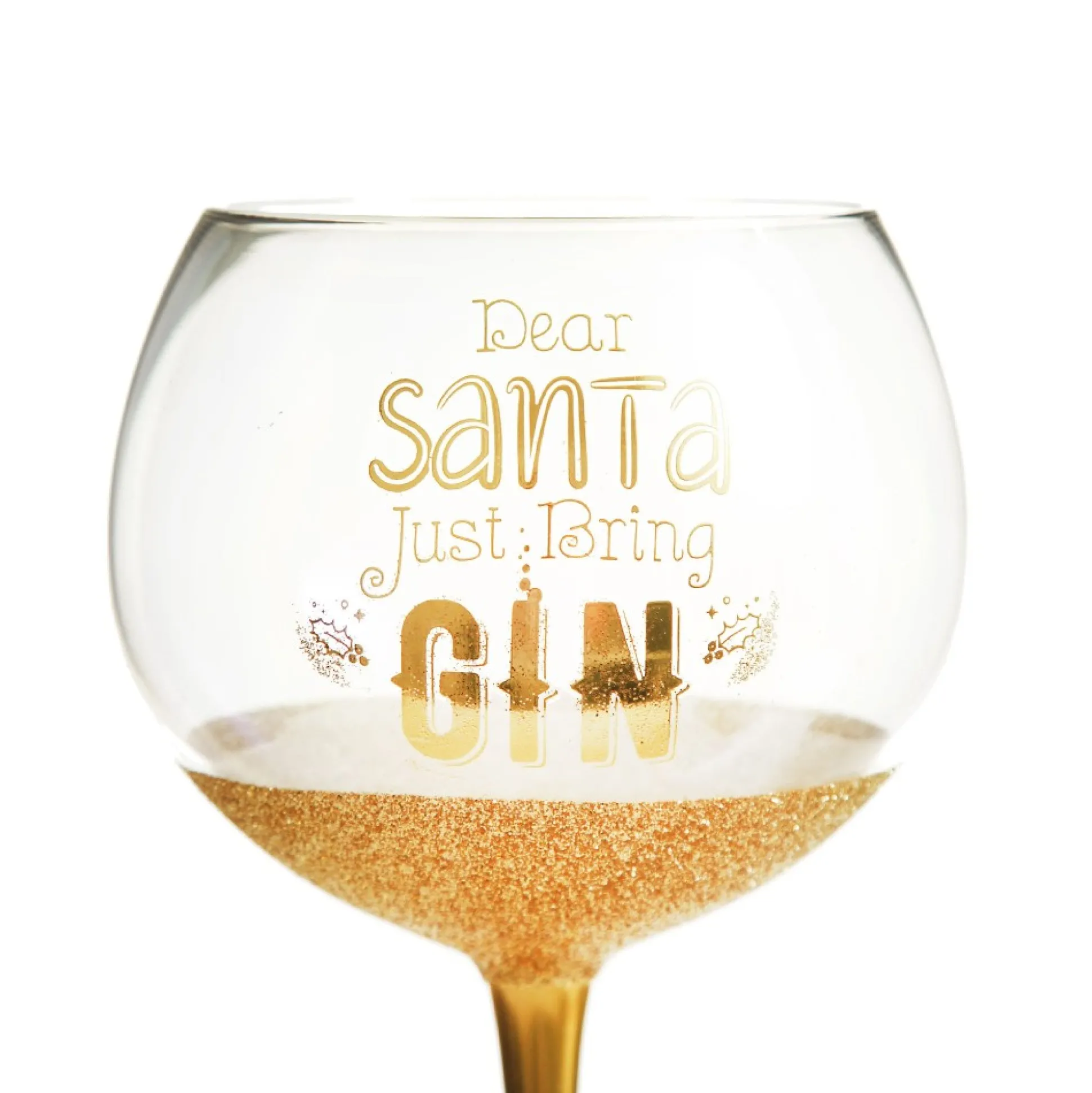 Personalised Dear Santa Just Bring Gin Large Christmas Wine Glass Christmas Wine Glasses And Mugs|