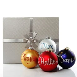 Personalised Deluxe Glass Family Pack with Gift Box Personalised Baubles|