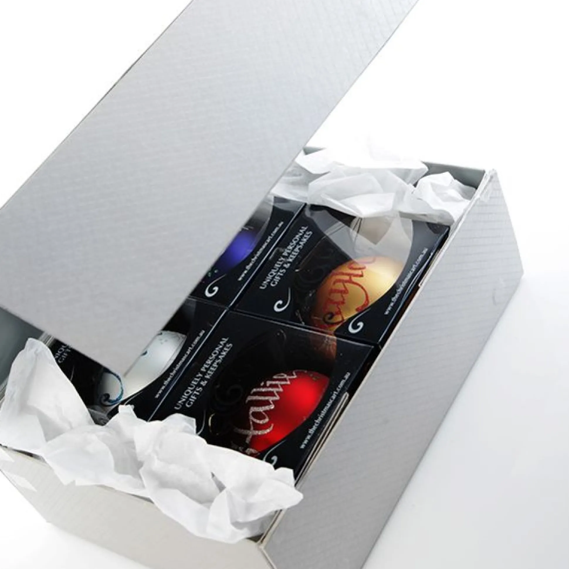 Personalised Deluxe Glass Family Pack with Gift Box Personalised Baubles|