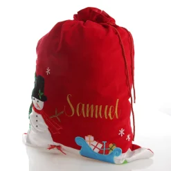 Personalised Deluxe Velvet Snowman Sack Personalised Santa Sacks|