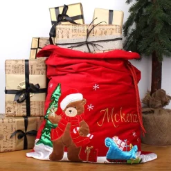 Personalised Deluxe Velvet Teddy Sack Personalised Santa Sacks|