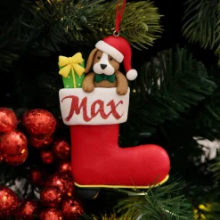Personalised Dog in Santa Boot Christmas Decoration Personalised Decorations|