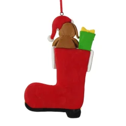 Personalised Dog in Santa Boot Christmas Decoration Personalised Decorations|