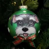 Personalised Dog with Bow Tie Green Christmas Bauble Hand Painted Baubles|