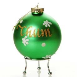 Personalised Dog with Bow Tie Green Christmas Bauble Hand Painted Baubles|