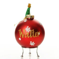 Personalised Dog with Party Hat Red Christmas Bauble Hand Painted Baubles|