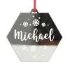 Personalised Etched Hexagon Christmas Decoration Personalised Decorations|