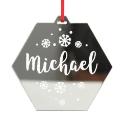 Personalised Etched Hexagon Christmas Decoration Personalised Decorations|