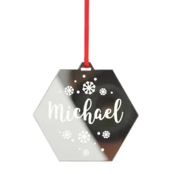 Personalised Etched Hexagon Christmas Decoration Personalised Decorations|