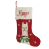 Personalised Fluffy Boy Llama Red Christmas Stocking Personalised Stockings|
