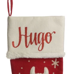 Personalised Fluffy Boy Llama Red Christmas Stocking Personalised Stockings|