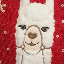 Personalised Fluffy Boy Llama Red Christmas Stocking Personalised Stockings|