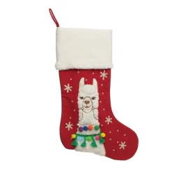 Personalised Fluffy Boy Llama Red Christmas Stocking Personalised Stockings|