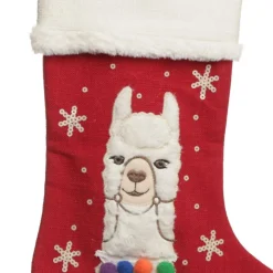 Personalised Fluffy Boy Llama Red Christmas Stocking Personalised Stockings|
