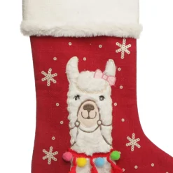 Personalised Fluffy Girl Llama Red Christmas Stocking Personalised Stockings|