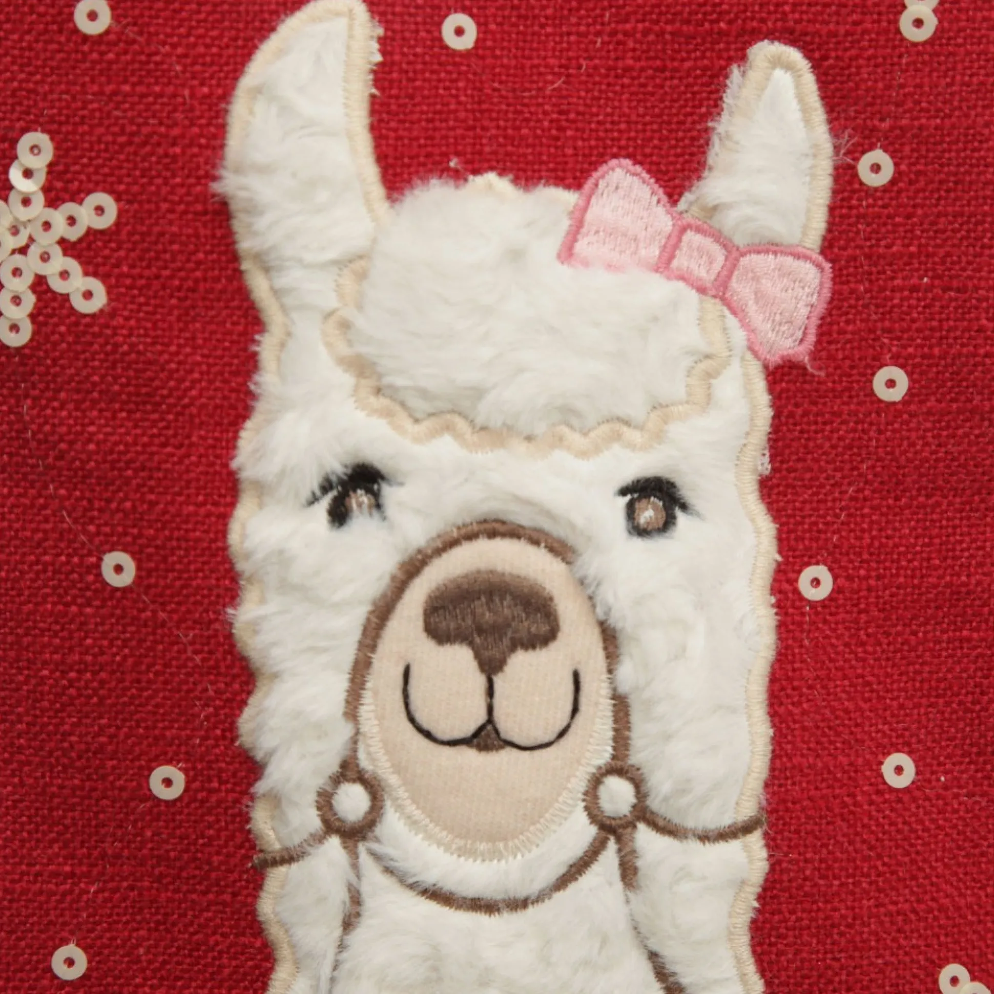 Personalised Fluffy Girl Llama Red Christmas Stocking Personalised Stockings|