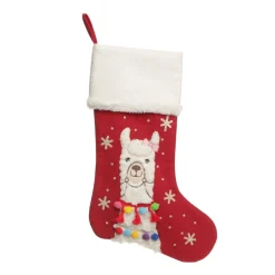 Personalised Fluffy Girl Llama Red Christmas Stocking Personalised Stockings|