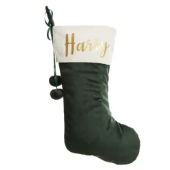 Personalised Forest Green Velvet Christmas Stocking Personalised Stockings|