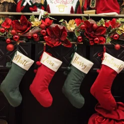 Personalised Forest Green Velvet Christmas Stocking Personalised Stockings|