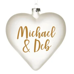 Personalised Frosted Glass Heart Personalised Baubles|