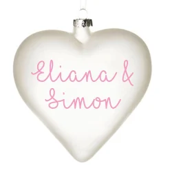 Personalised Frosted Glass Heart Personalised Baubles|