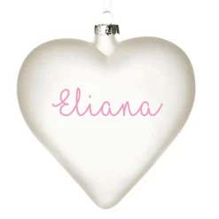 Personalised Frosted Glass Heart Personalised Baubles|