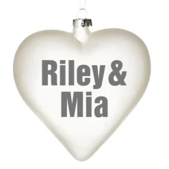 Personalised Frosted Glass Heart Personalised Baubles|