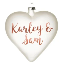 Personalised Frosted Glass Heart Personalised Baubles|