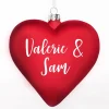 Personalised Frosted Red Glass Heart Personalised Baubles|