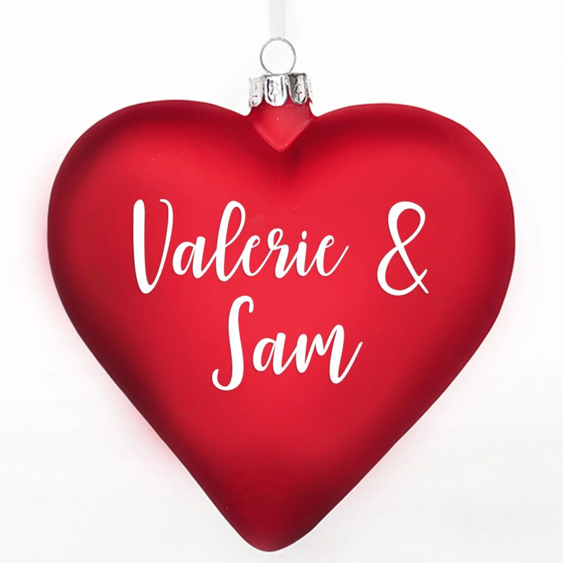 Personalised Frosted Red Glass Heart Glass Hearts And Discs|