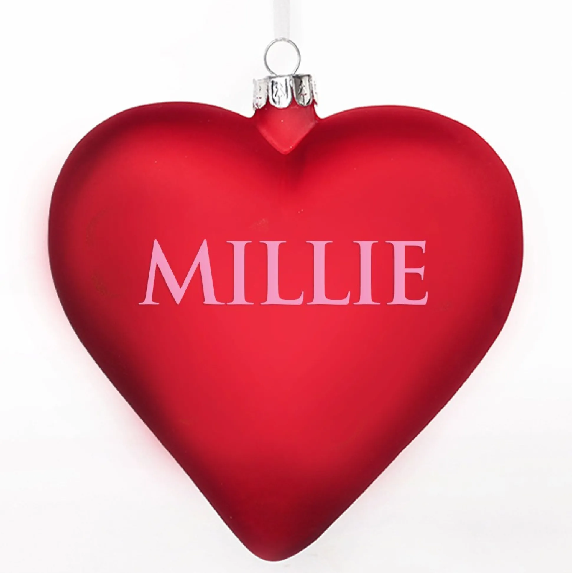 Personalised Frosted Red Glass Heart Glass Hearts And Discs|