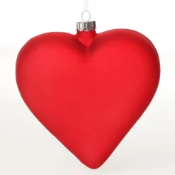 Personalised Frosted Red Glass Heart Glass Hearts And Discs|