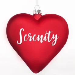 Personalised Frosted Red Glass Heart Glass Hearts And Discs|