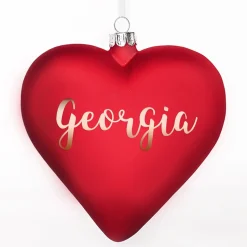 Personalised Frosted Red Glass Heart Glass Hearts And Discs|