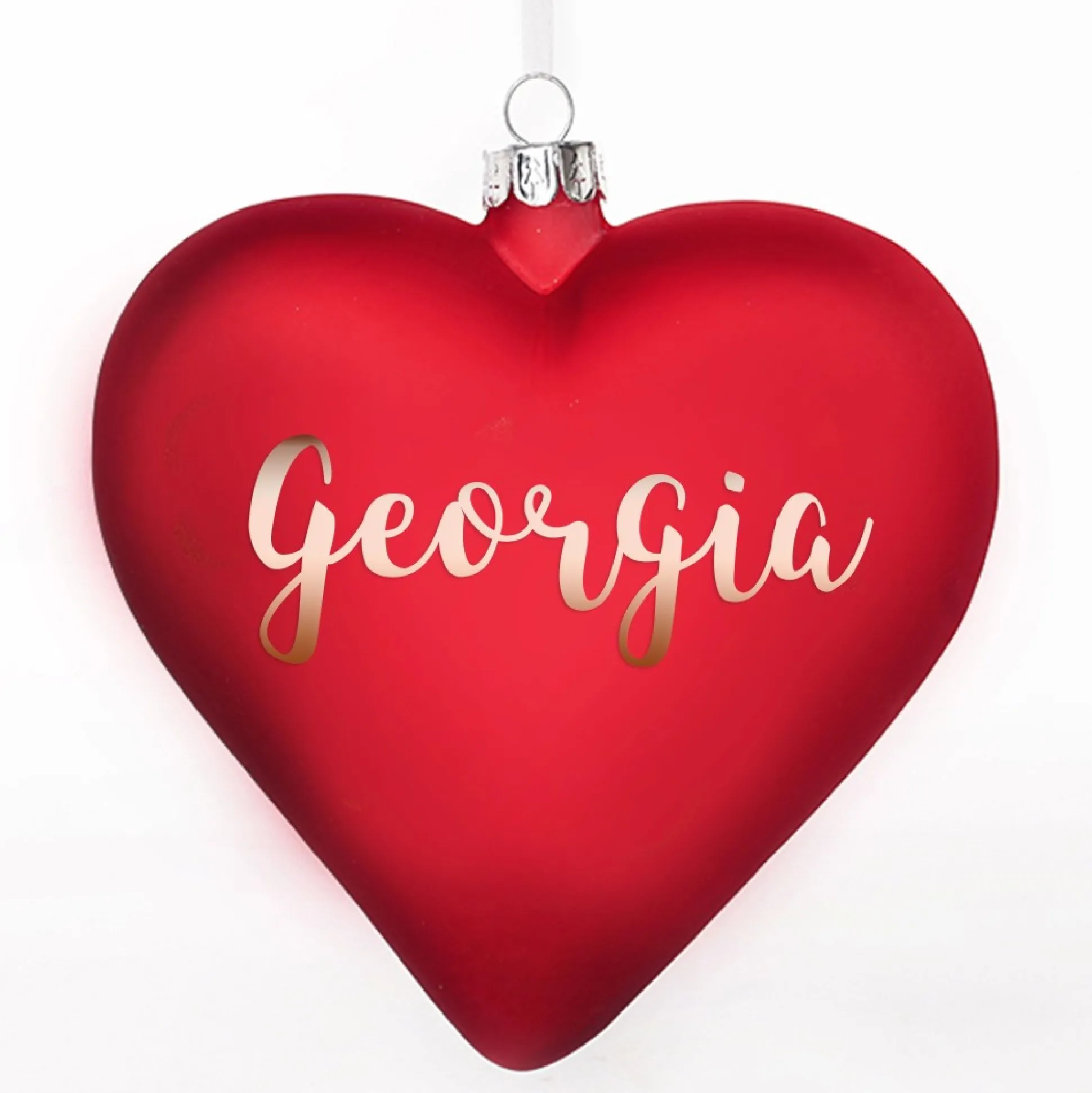 Personalised Frosted Red Glass Heart Glass Hearts And Discs|