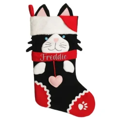 Personalised Fun Black Cat Christmas Stocking Personalised Stockings|