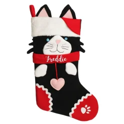 Personalised Fun Black Cat Christmas Stocking Personalised Stockings|