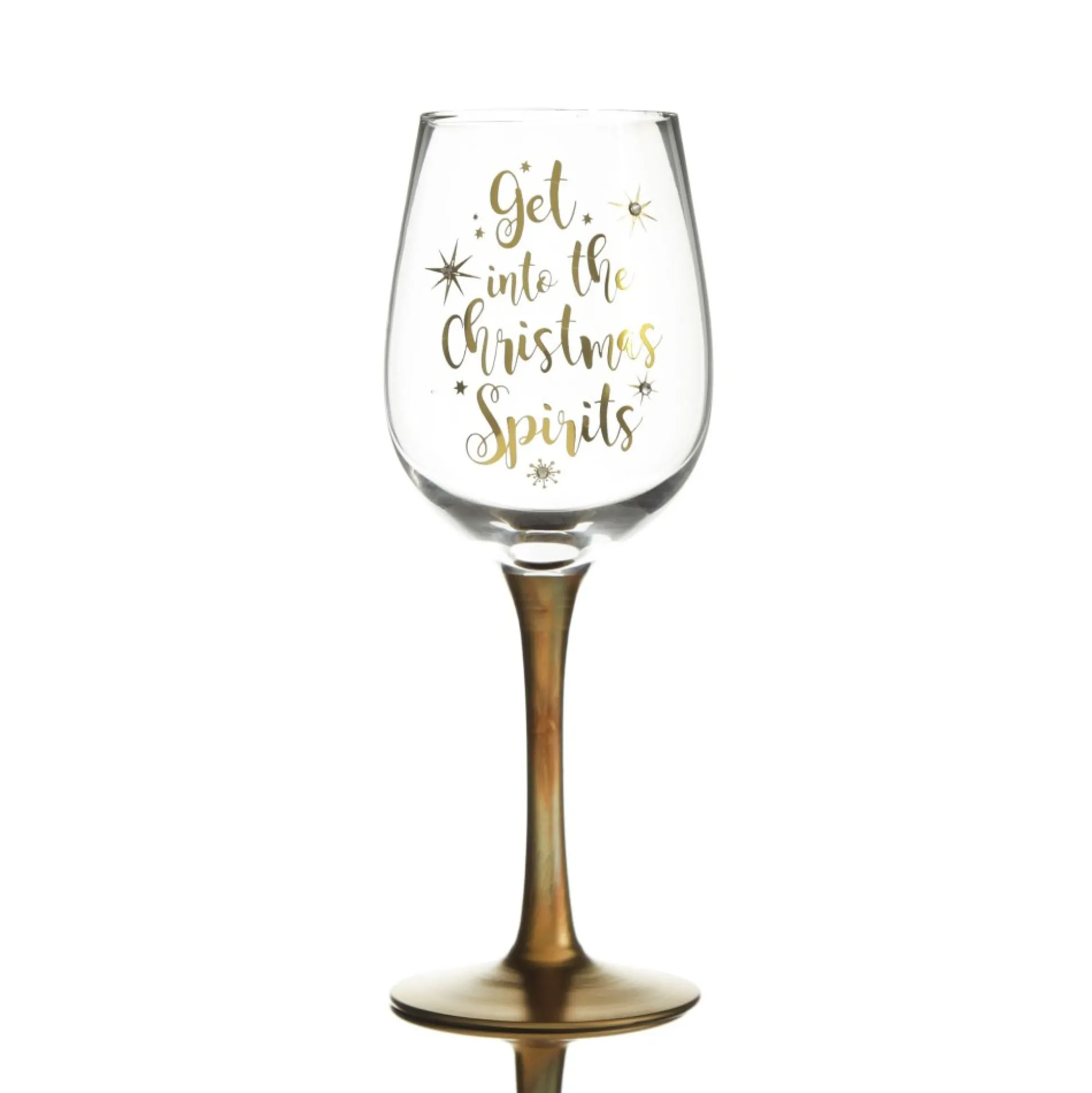 Personalised 'Get into the Christmas Spirits' Wine Glass - Gold Stem Christmas Wine Glasses And Mugs|