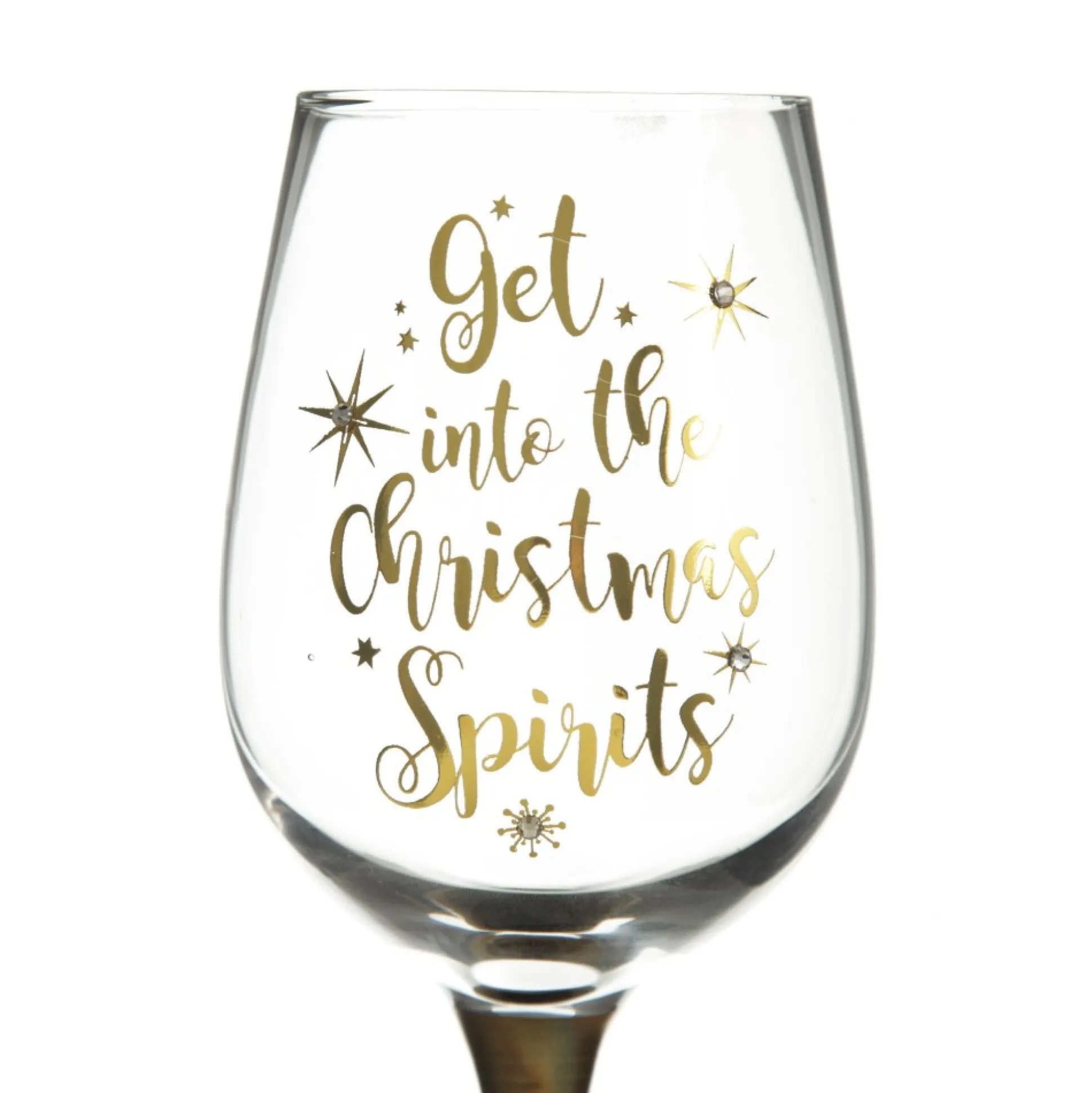 Personalised 'Get into the Christmas Spirits' Wine Glass - Gold Stem Christmas Wine Glasses And Mugs|