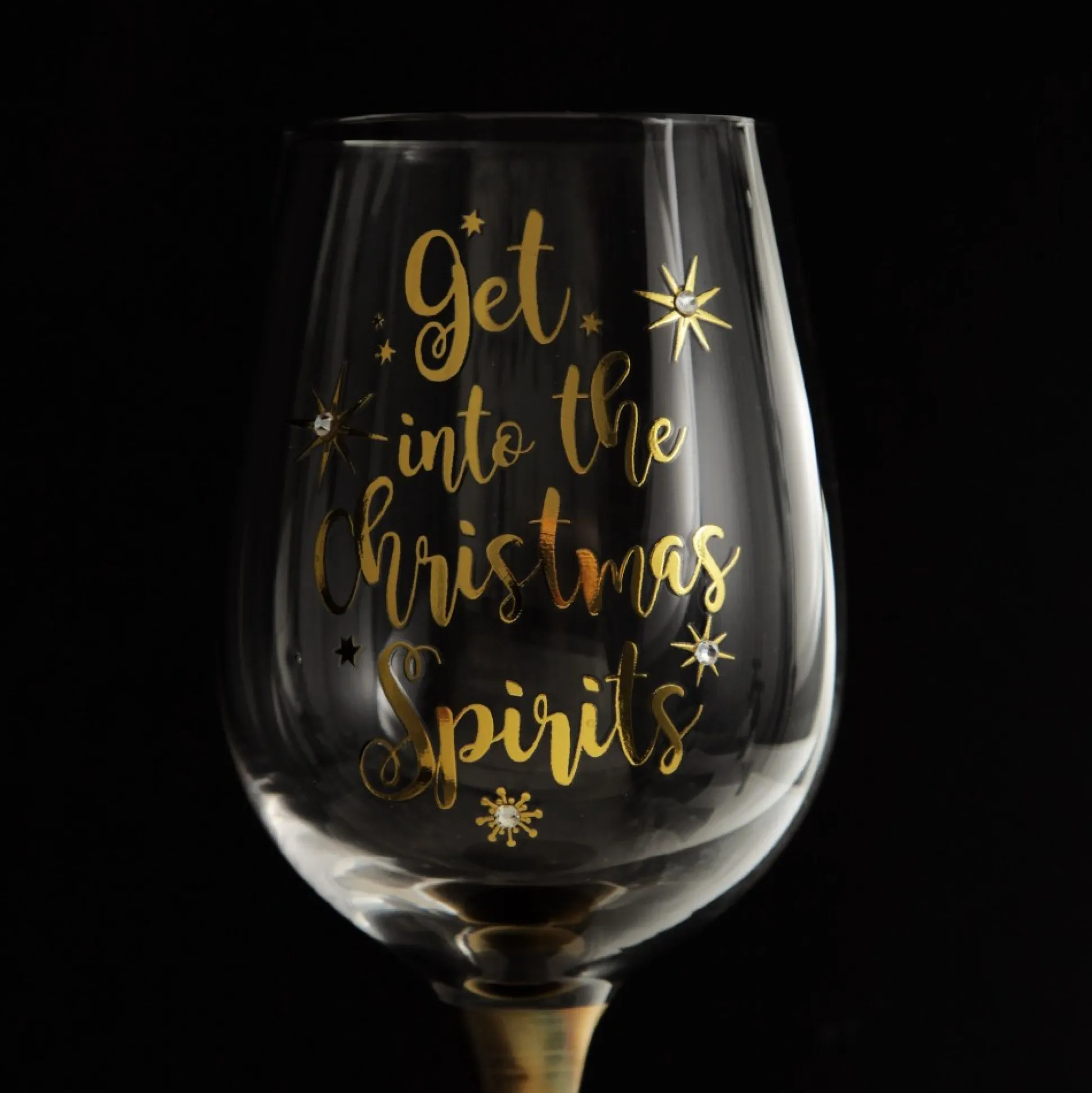 Personalised 'Get into the Christmas Spirits' Wine Glass - Gold Stem Christmas Wine Glasses And Mugs|