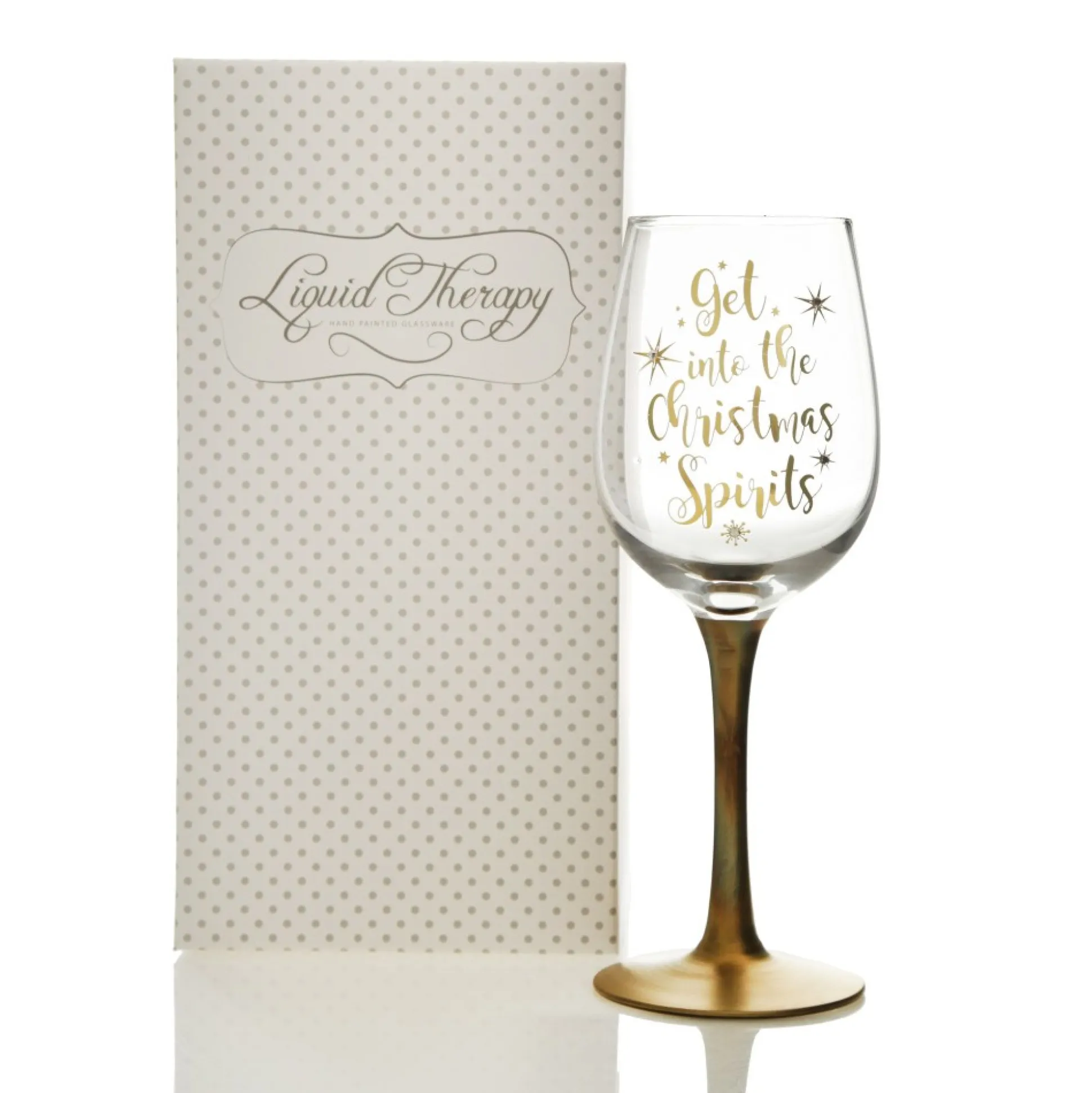 Personalised 'Get into the Christmas Spirits' Wine Glass - Gold Stem Christmas Wine Glasses And Mugs|