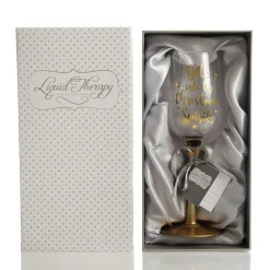 Personalised 'Get into the Christmas Spirits' Wine Glass - Gold Stem Christmas Wine Glasses And Mugs|