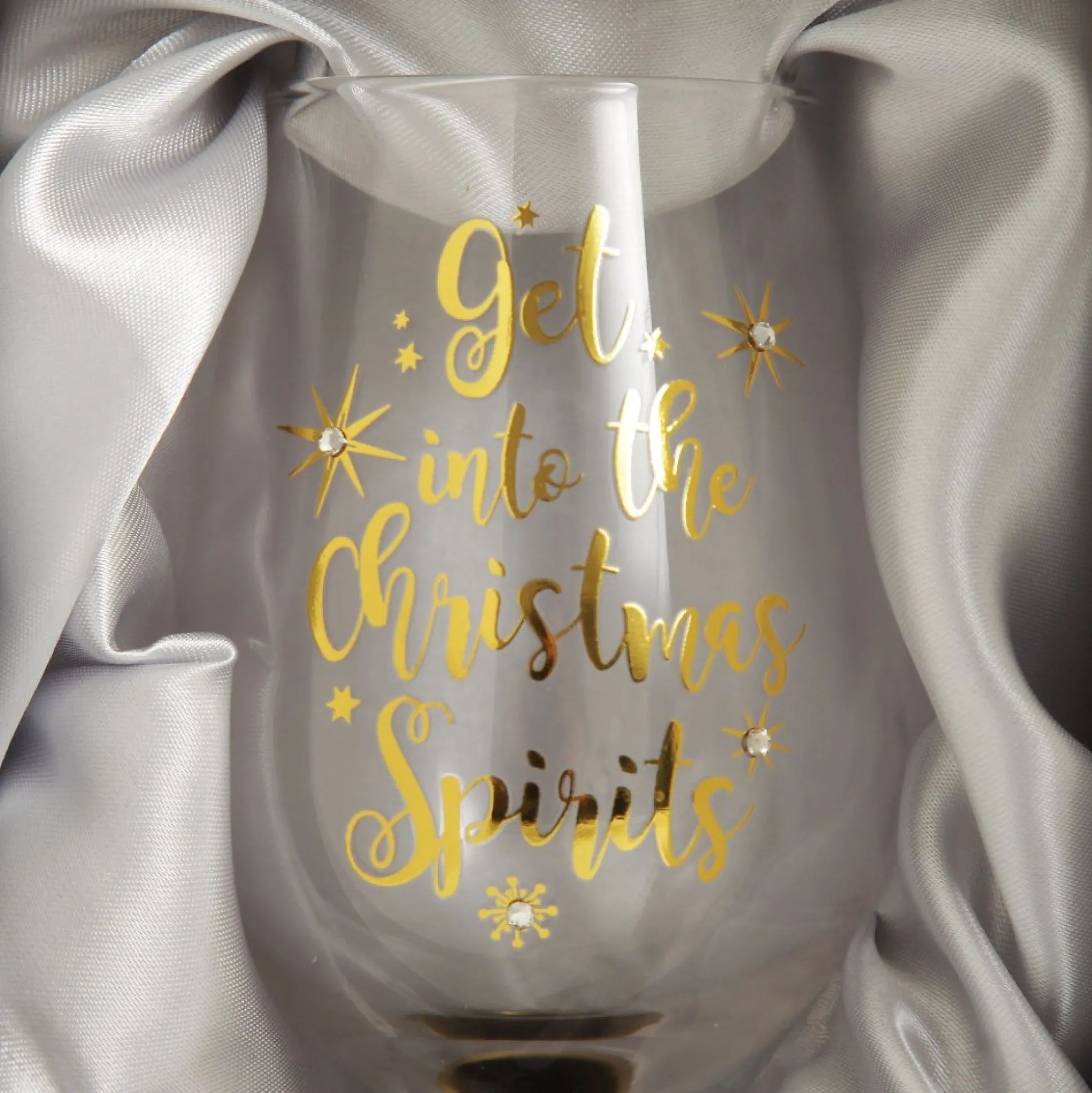 Personalised 'Get into the Christmas Spirits' Wine Glass - Gold Stem Christmas Wine Glasses And Mugs|