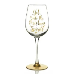 Personalised 'Get into the Christmas Spirits' Wine Glass Christmas Wine Glasses And Mugs|