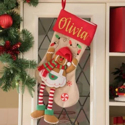 Personalised Gingerbread Girl Christmas Stocking with Dangly Legs Personalised Stockings|