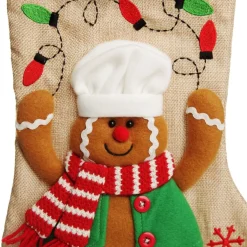 Personalised Gingerbread Boy Christmas Stocking with Dangly Legs Personalised Stockings|