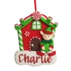 Personalised Gingerbread House Decoration with Boy Elf Personalised Decorations|