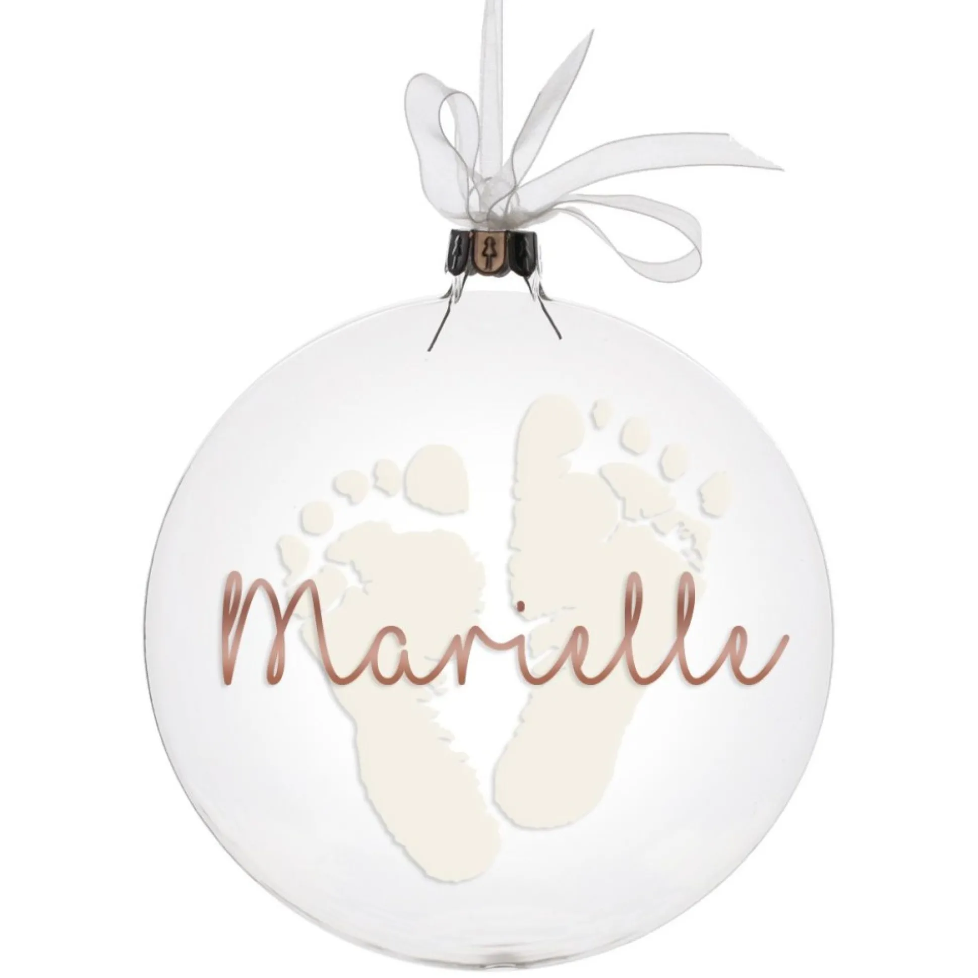 Personalised Glass Disc Bauble with Baby Footprints Glass Hearts And Discs|