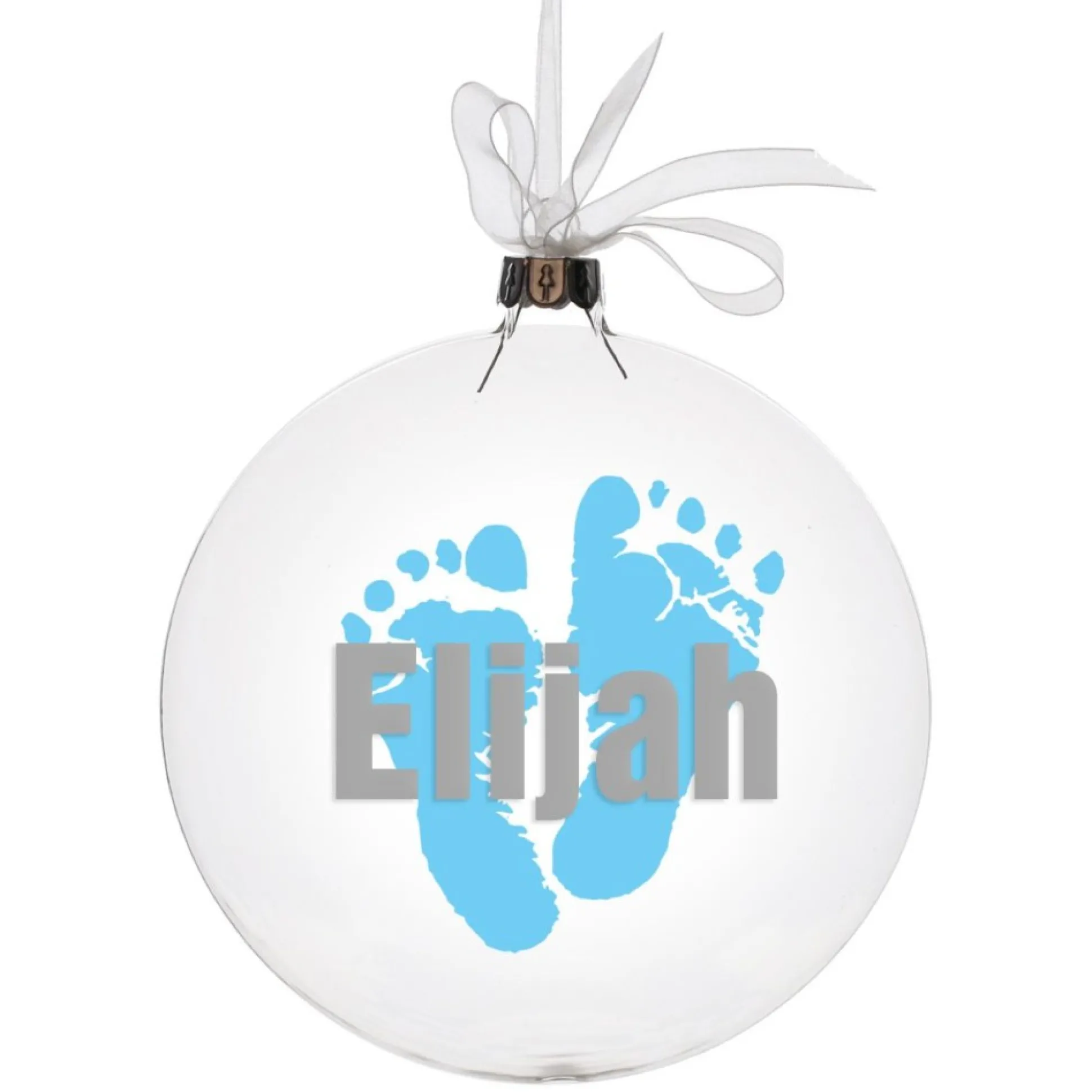Personalised Glass Disc Bauble with Baby Footprints Glass Hearts And Discs|