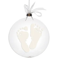 Personalised Glass Disc Bauble with Baby Footprints Glass Hearts And Discs|